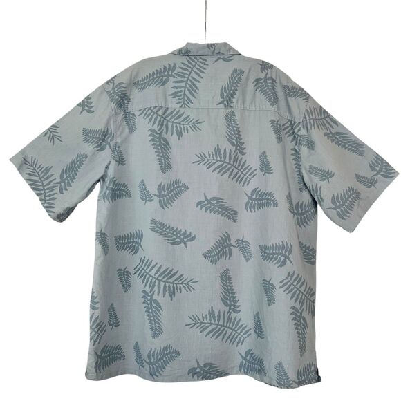 Bruno Fern Print Hawaiian Short Sleeve Shirt Ramie Washable Linen Size XL EUC - Picture 2 of 5